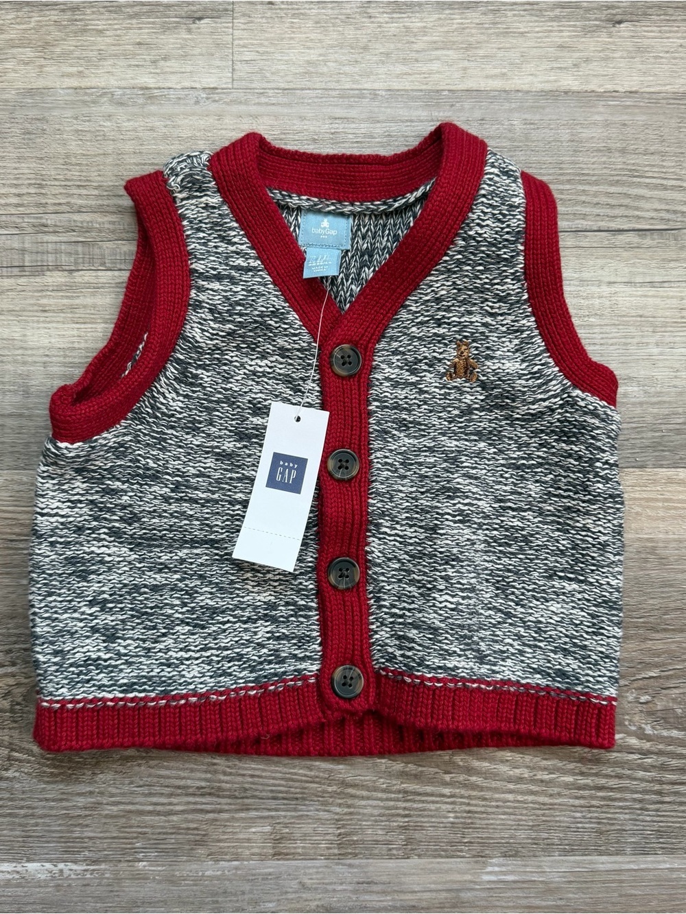 Baby Gap Teddy Bear Knit Sweater Vest NWT 3-6M